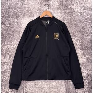 Adidas Jacket Large Mens LAFC On Field Soccer Black Full Zip Bomber